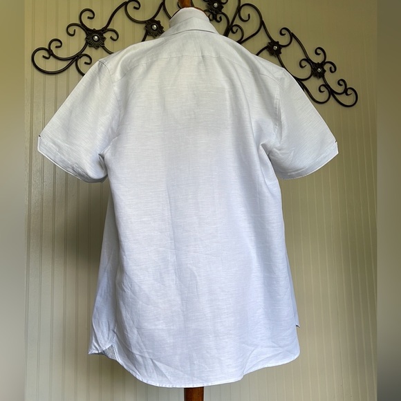 Ted Baker Grey Short Sleeve Button Down w/ Front Pocket Shirt size 3 - Picture 7 of 12